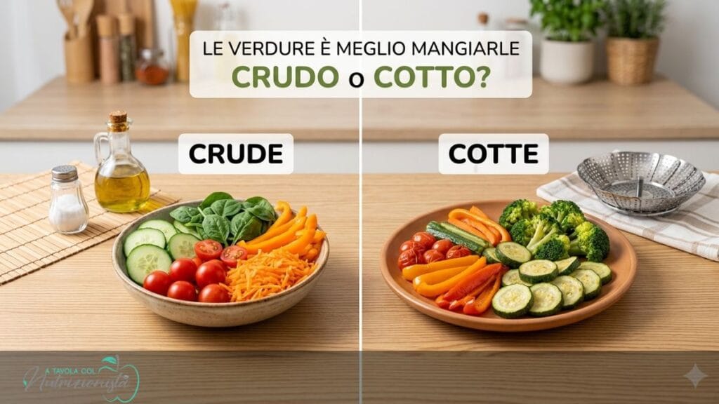 Le verdure è meglio mangiarle crude o cotte?